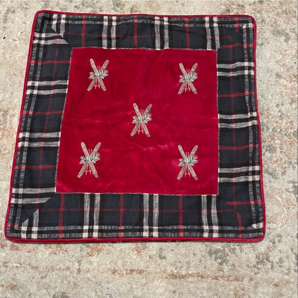Pottery Barn Ski Velvet Plaid Pillow Cover